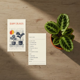 Stylish Plant Care Guide Modern Botanical pots Enclosure Card
