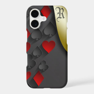 Stylish Poker Suits on Black Monogram