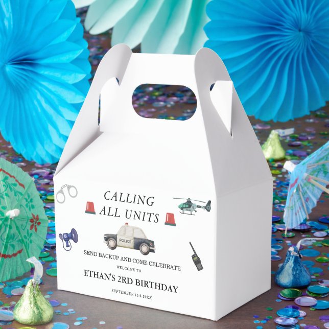 Stylish Police Kids Birthday Favor Box (Party)
