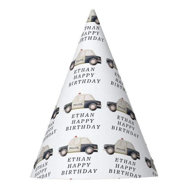 Stylish Police Kids Birthday Party Hat (Front)