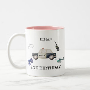 Stylish Police Kids Birthday Two-Tone Coffee Mug