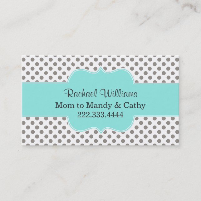 Stylish Polka Dot Custom Mommy Play Date Card (Front)