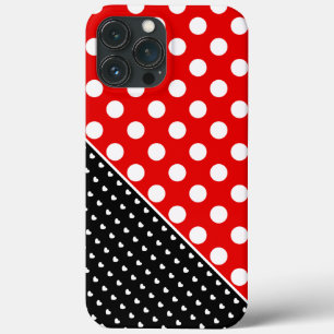  Stylish Polka Dots Red, Black and White iPhone 13 Pro Max Case