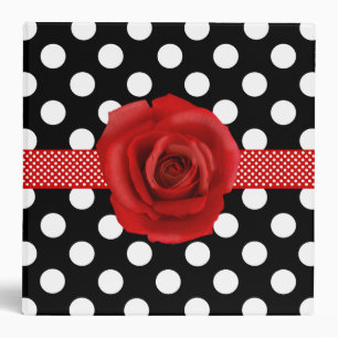 Stylish Polka Dots & Rose Binder