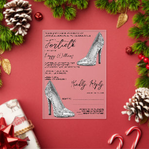 Stylish Posh, Silver Stilettos 40th Birthday Acrylic Invitations