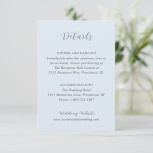 Stylish Powder Blue Modern Wedding Enclosure Card