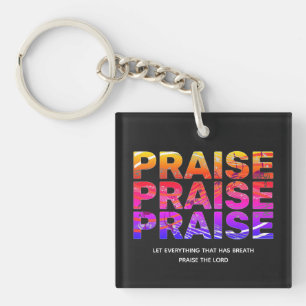 Stylish PRAISE Music Notes Christian Keychain