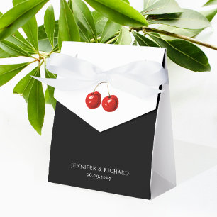 Stylish Pretty Chic Red Cherry Black White Wedding Favor Box