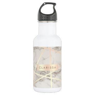 Stylish pretty chick rose gold & white marble 532 ml water bottle