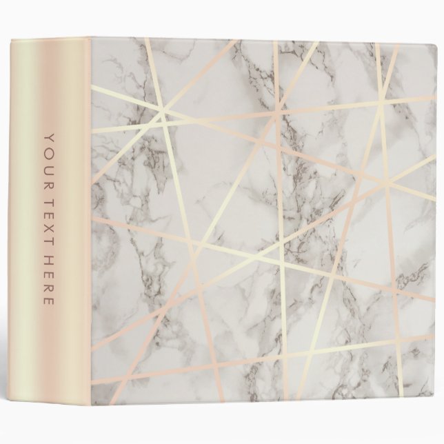 Stylish pretty chick rose gold & white marble binder (Front/Spine)