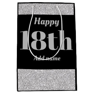 Stylish pretty personalised birthday gift bag 18th