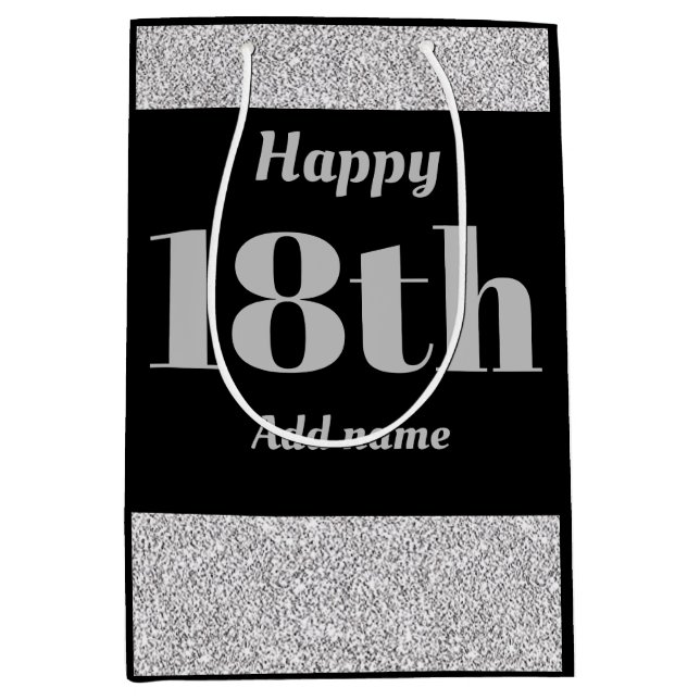 Stylish pretty personalised birthday gift bag 18th (Front)