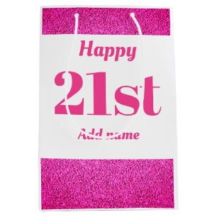 Stylish pretty personalised birthday gift bag 21st