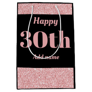 Stylish pretty personalised birthday gift bag 30th