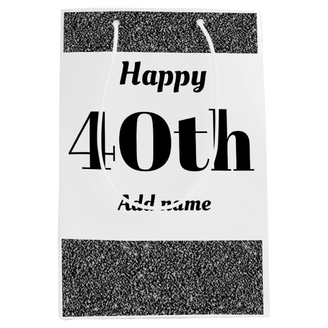 Stylish pretty personalised birthday gift bag 40th (Front)