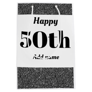 Stylish pretty personalised birthday gift bag 50th