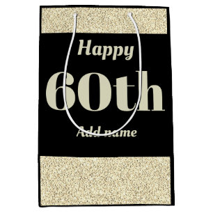 Stylish pretty personalised birthday gift bag 60th