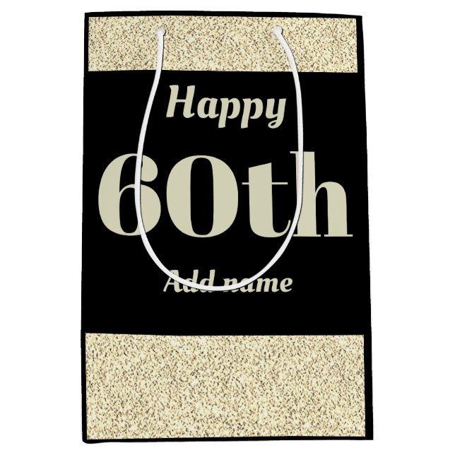 Stylish pretty personalised birthday gift bag 60th (Front)