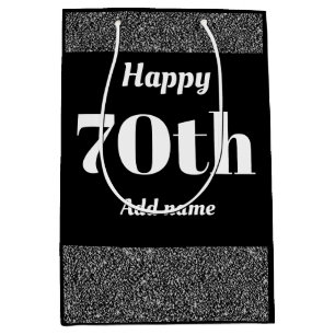 Stylish pretty personalised birthday gift bag 70th