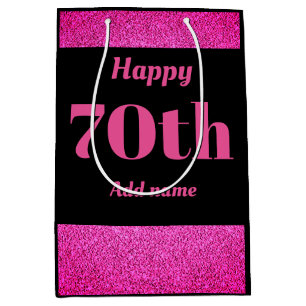 Stylish pretty personalised birthday gift bag 70th