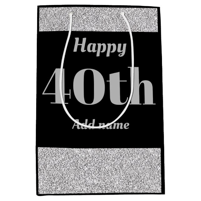 Stylish pretty personalized birthday gift bag 40th (Front)