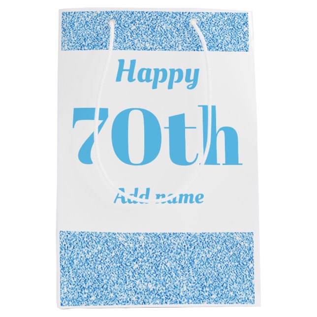 Stylish pretty personalized birthday gift bag 70th (Front)