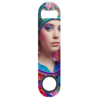 Stylish princess with floral hat bar key