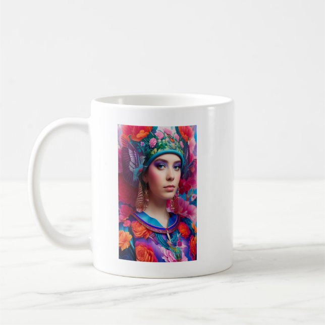 Stylish princess with floral hat coffee mug (Left)