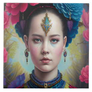 Stylish princess with tartan outfit tile