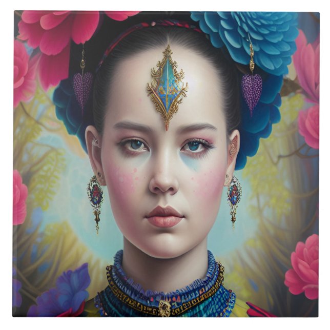 Stylish princess with tartan outfit tile (Front)