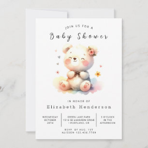 Stylish Printable Bear Baby Shower Invitation
