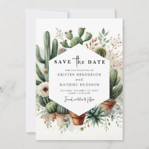 Stylish Printable Cactus Wedding Save The Date
