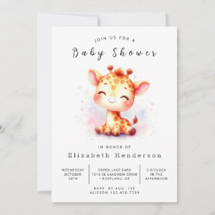 Stylish Printable Giraffe Baby Shower Invitation