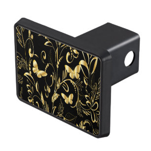 Stylish Printed Faux Gold Butterflies Trailer Hitch Cover