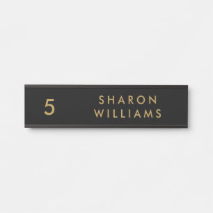 Stylish Professional Black and Gold Employee Name Door Sign