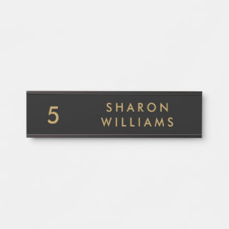 Stylish Professional Black and Gold Employee Name Door Sign