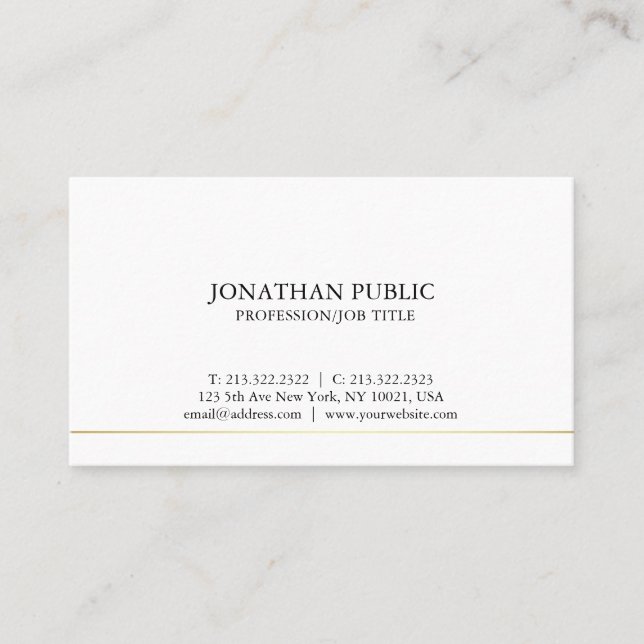 Stylish Professional Chic Modern Sleek Plain Business Card (Front)