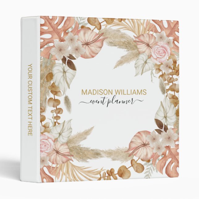 Stylish Professional Feminine Boho Floral Business Binder (Front/Spine)