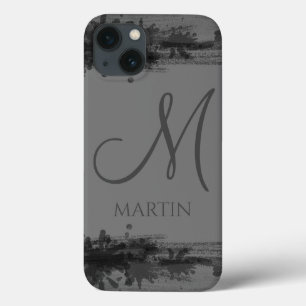 Stylish Professional Grey and Black Monogramed iPhone 13 Case