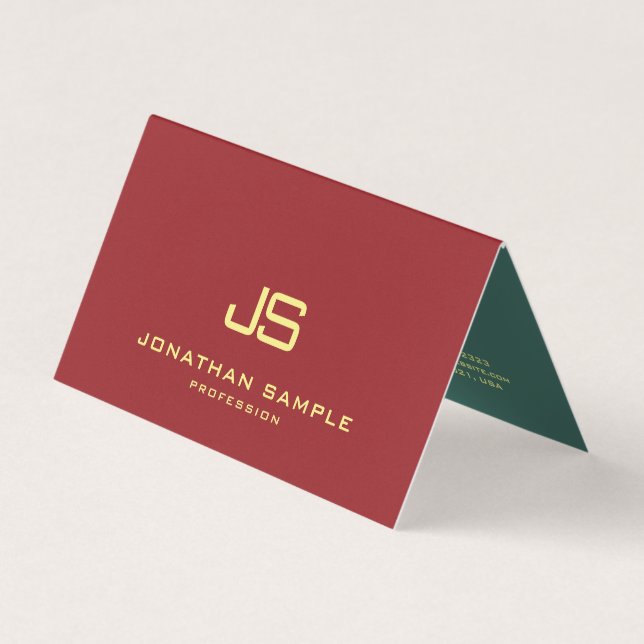Stylish Professional Monogram Tent Fold Modern Business Card (Front)