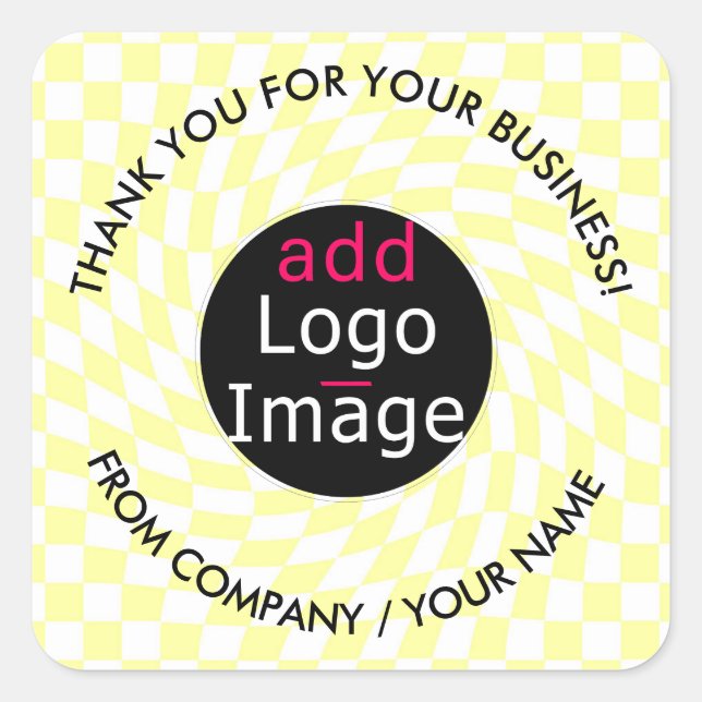 Stylish Professional Thank You Custom Chequered   Square Sticker (Front)
