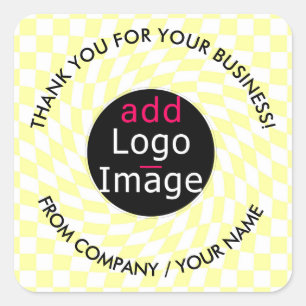 Stylish Professional Thank You Custom Chequered Square Sticker