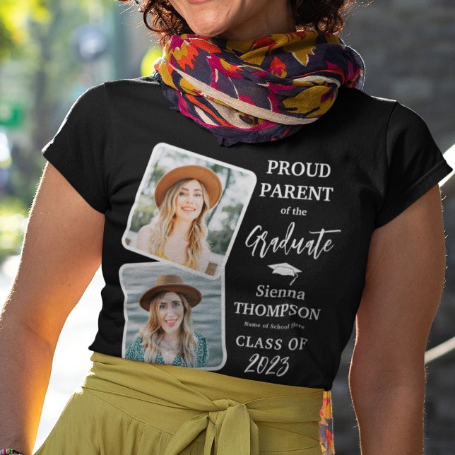 Stylish Proud Parent of the Graduate 2 Photo  T-Shirt (Creator Uploaded)