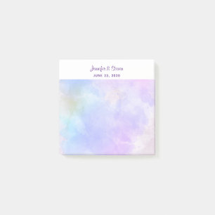 Stylish Purple Abstract Watercolor Wedding Post-it Notes