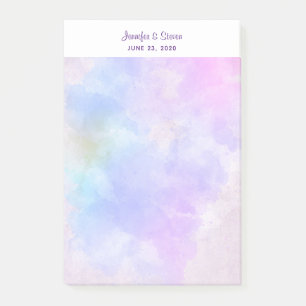 Stylish Purple Abstract Watercolor Wedding Post-it Notes