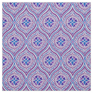 Stylish Purple and Blue Traditional Ogees Fabric