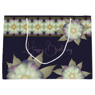 Stylish Purple And Floral Accented Large Gift Bag
