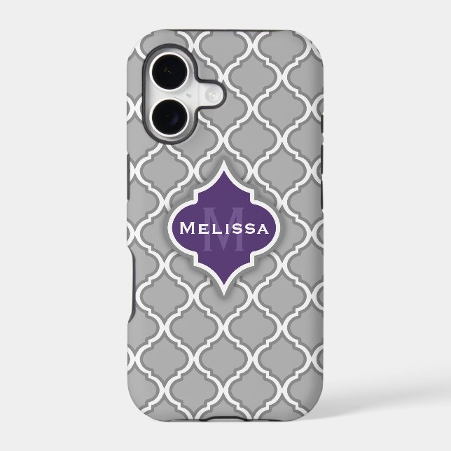 Stylish Purple and Grey Moroccan Tile Pattern (Back)