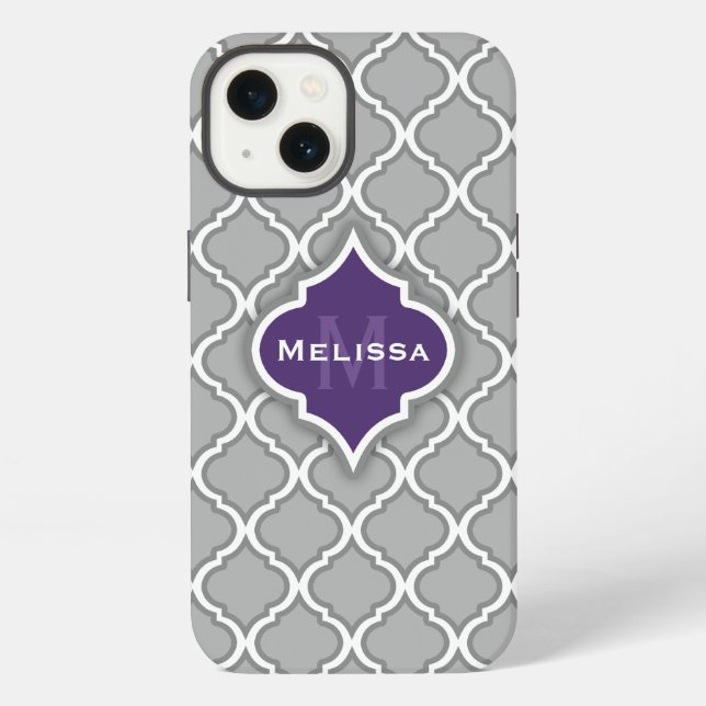 Stylish Purple and Grey Moroccan Tile Pattern Case (Back)