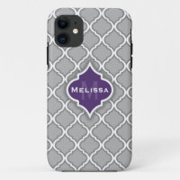 Stylish Purple and Grey Moroccan Tile Pattern